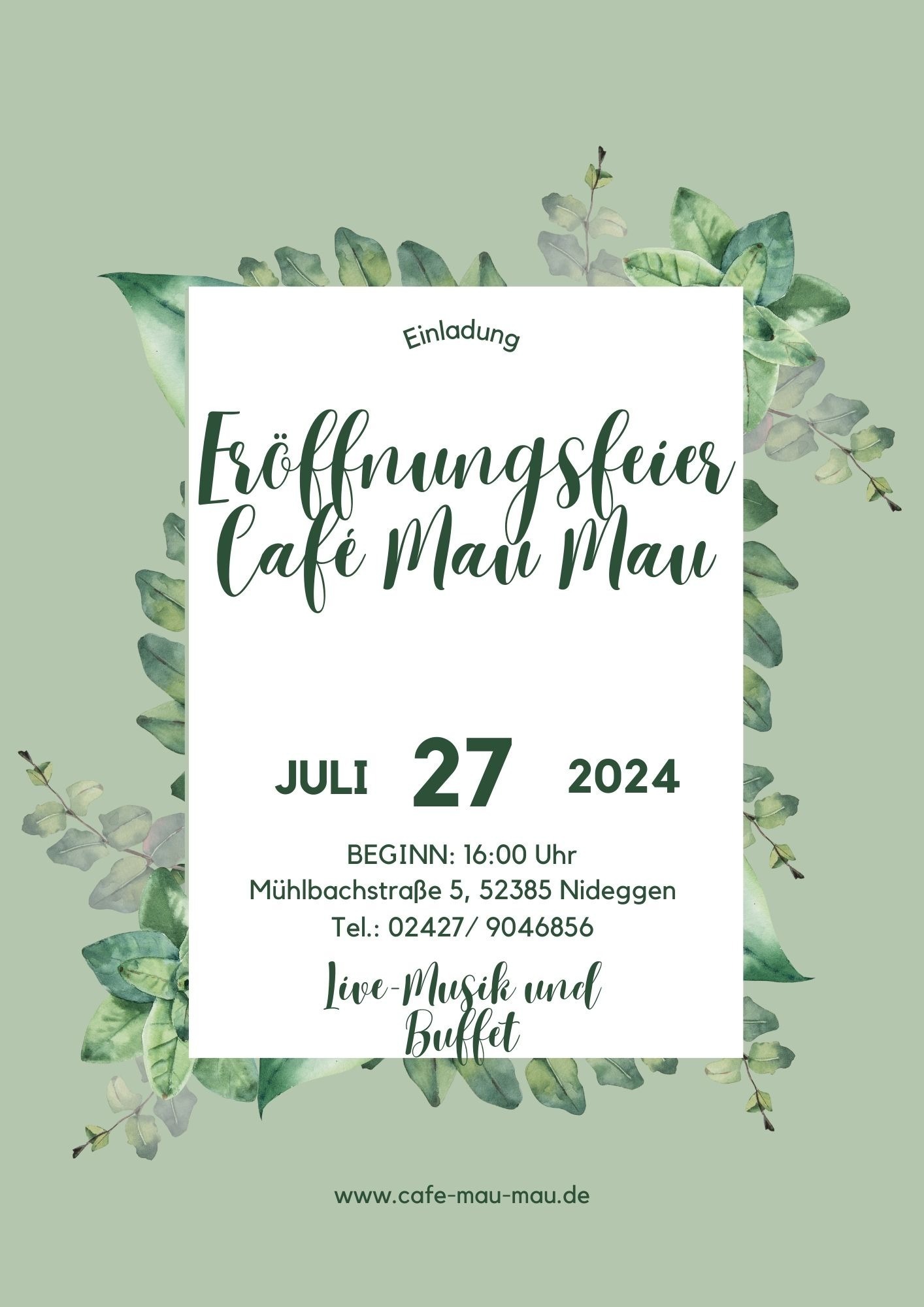 Eröffnungsfeier CAFE MAU MAU, 27 JUL 2024 um 16.00 Uhr